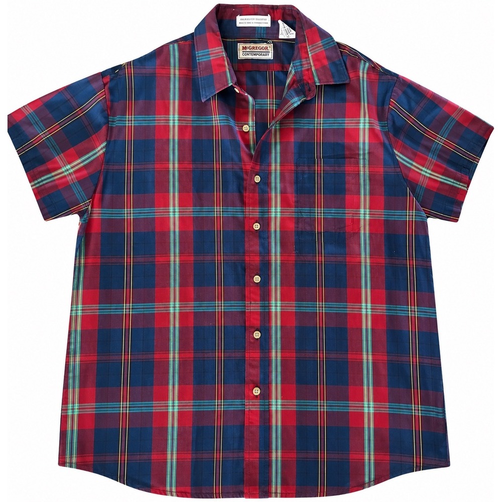 Vintage McGregor Contemporary Mens  Plaid Short Sleeve Button Down Shirt